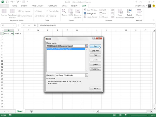 Com executar macros macro a Excel 2013