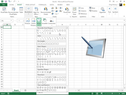 Com afegir formes gràfiques predefinides a Excel 2013