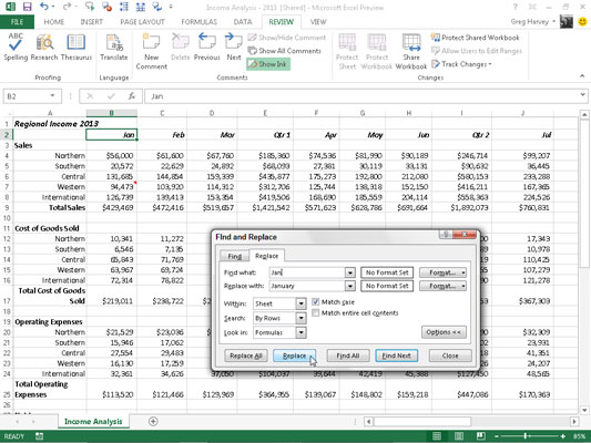 Kā lietot Atrast un aizstāt programmā Excel 2013