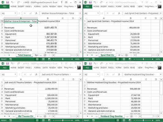 Kaip palyginti kelis darbalapius „Excel 2013“.