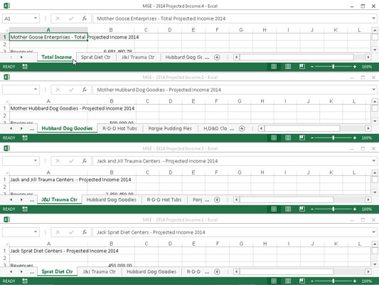 Hvordan sammenligne flere regneark i Excel 2013