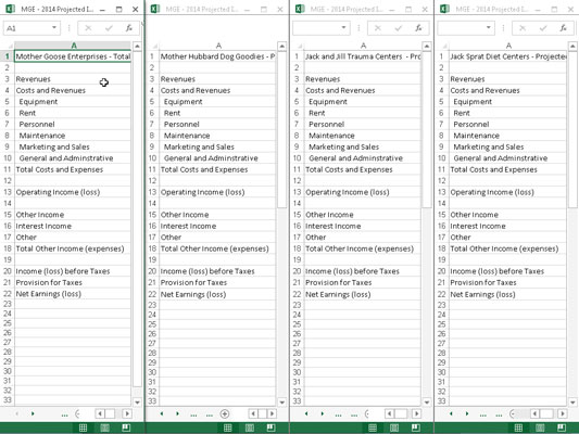 Kā salīdzināt vairākas darblapas programmā Excel 2013