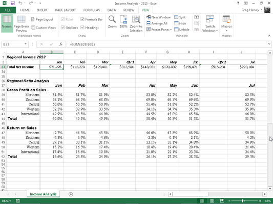 Hvordan fryse ruter i Excel 2013