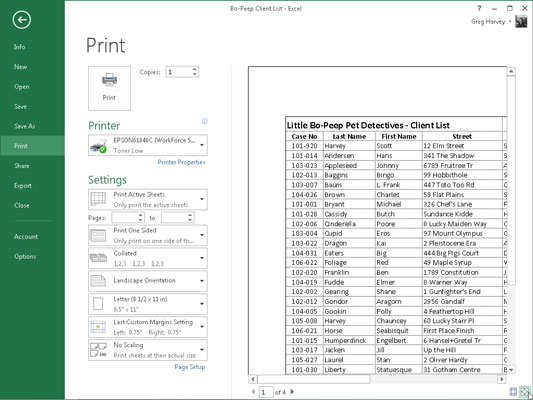 Hvordan skrive ut i Excel 2013