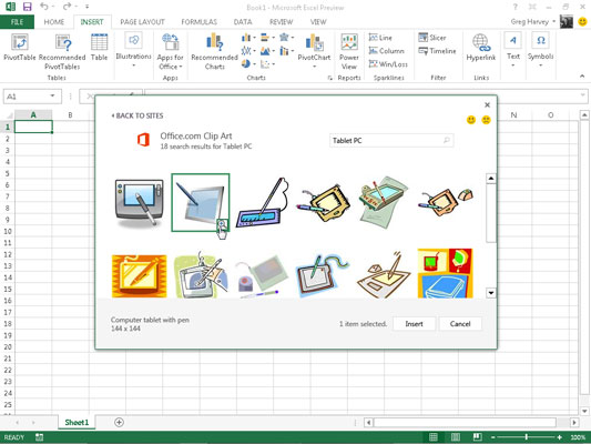 Clipart-kuvien lisääminen Excel 2013:ssa