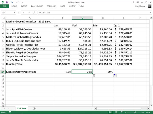 Kā nomainīt relatīvās formulas uz absolūtajām formulām programmā Excel 2013