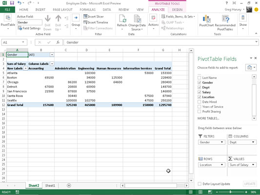 Sådan opretter du manuelt en pivottabel i Excel 2013