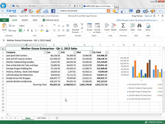 Si të modifikoni në internet fletët e punës Excel 2013