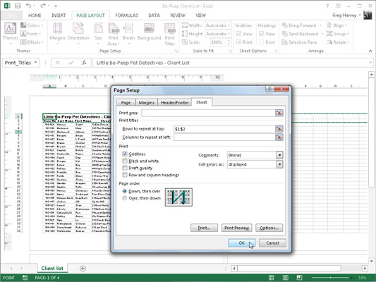 Kā lietot virsrakstu drukāšanas līdzekli programmā Excel 2013