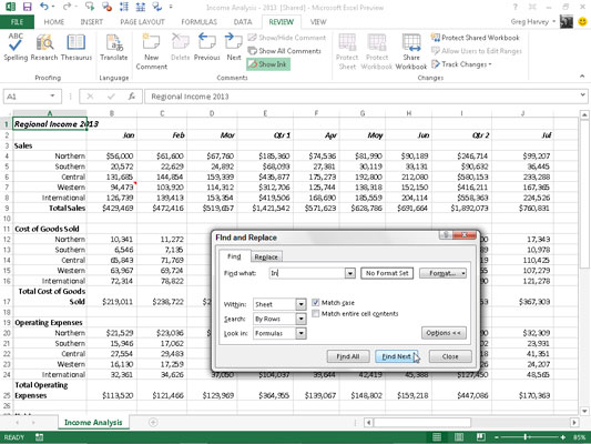 Etsi-ominaisuuden käyttäminen Excel 2013:ssa