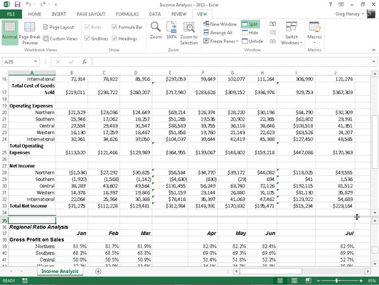 Как да разделите работния лист на Windows в Excel 2013