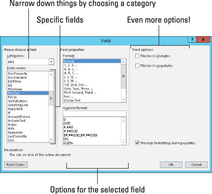 Kā lietot laukus programmā Word 2013