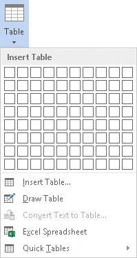 Hvordan lage tabeller i Word 2013