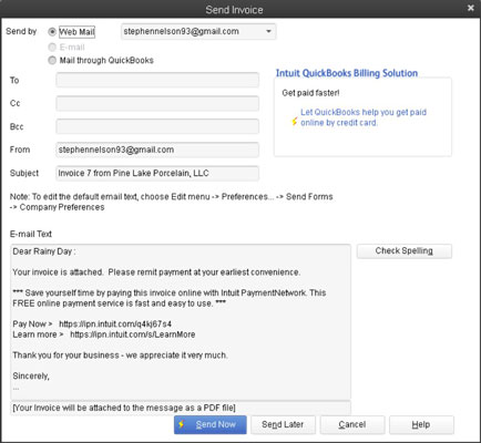 Si të dërgoni fatura me postë elektronike në QuickBooks 2013