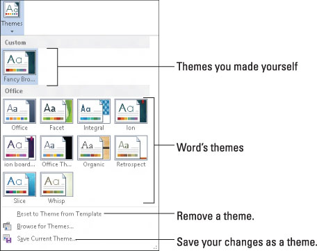 Kā lietot motīvus programmā Word 2013