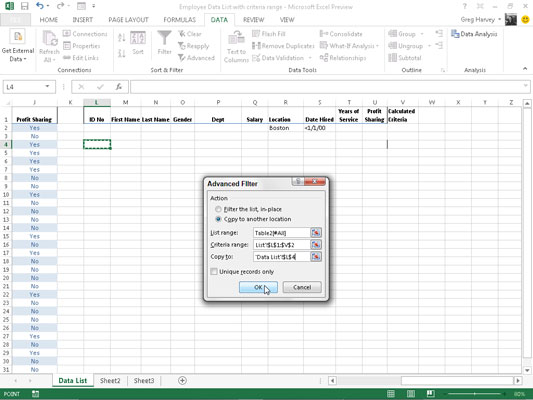 Lisäsuodatuksen käyttäminen Excel 2013:ssa