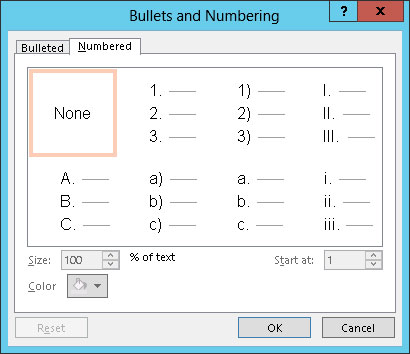 Hvordan lage nummererte lister på PowerPoint 2013-lysbilder