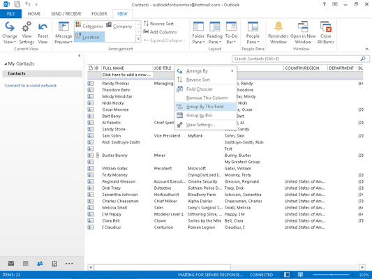 Slik grupperer du elementer i Outlook 2013