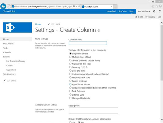 Kolonnetyper i SharePoint-apper