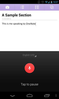 Как да пишете бележки в OneNote 2013 на Android