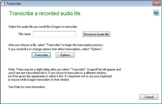 Hvordan transkribere opptaket ditt med Dragon NaturallySpeaking