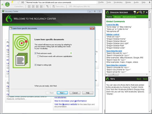 Com afegir paraules de documents específics a NaturallySpeaking