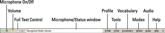 Sīkāka apskate programmā NaturallySpeaking DragonBar