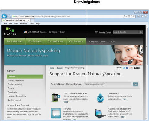 Så här använder du Nuances kunskapsbas för att få hjälp med NaturallySpeaking