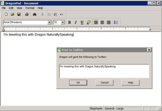 Hvordan diktere Facebook- og Twitter-innlegg med NaturallySpeaking