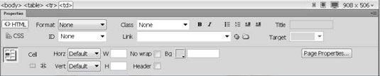 Как да използвате опциите за клетки на таблицата в Dreamweaver