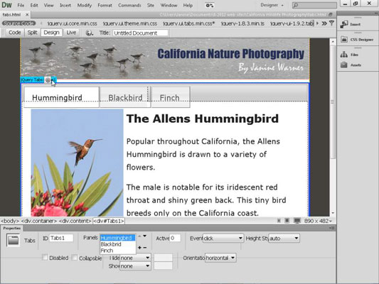 Kaip sukurti skirtukus su jQuery programoje Dreamweaver
