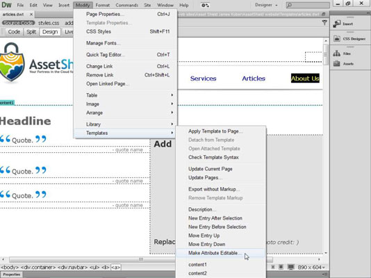 Hur man gör Dreamweaver-attribut redigerbara
