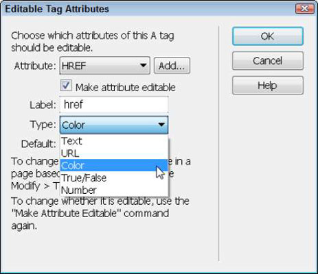 Hvordan gjøre Dreamweaver-attributter redigerbare