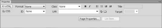 Kako preklapljati med načinoma CSS in HTML v Dreamweaver Property Inspector