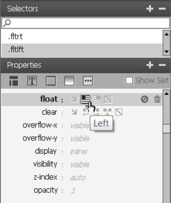 Hur man justerar element med flyter i Dreamweaver