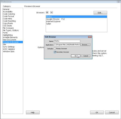 Hur man lägger till webbläsare till förhandsgranskningsfunktionen i Dreamweaver