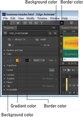 Naudokite „Adobe Edge Animate“ spalvų schemą