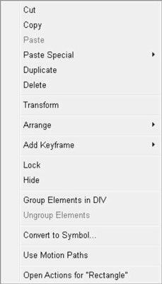 Com afegir accions als elements a Edge Animate