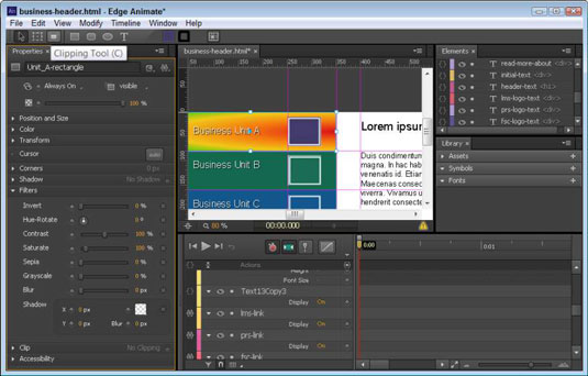 Adobe Edge Animates Clipping Tool