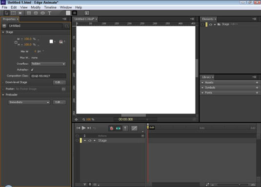 Ako zmeniť veľkosť plochy Adobe Edge Animate