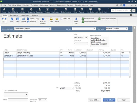 Progress Billing i QuickBooks 2014