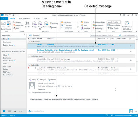 Sådan læser og besvarer du e-mails i Outlook