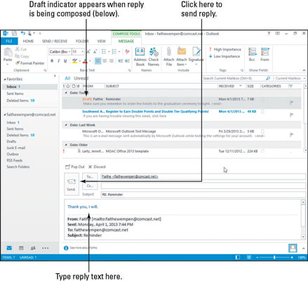 Как да четете и отговаряте на имейли в Outlook