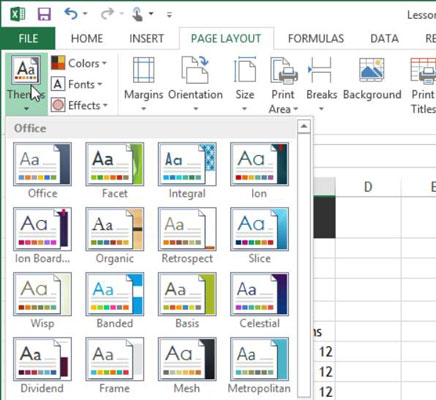 Motīvu formatēšanas izmantošana programmā Excel 2013