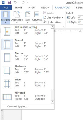 Kā iestatīt lappuses piemales programmā Word 2013