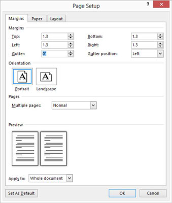 Kā iestatīt lappuses piemales programmā Word 2013