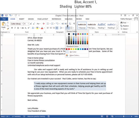 Hvordan legge til avsnittskanter og skyggelegging i Word 2013