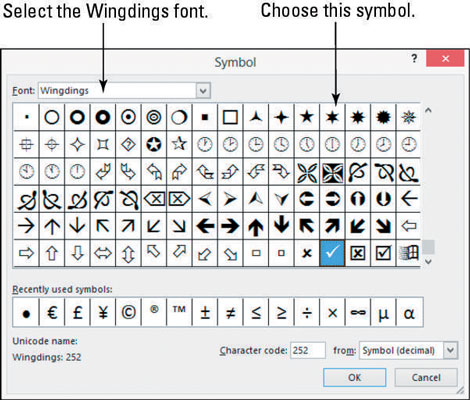 Aizzīmēti un numurēti saraksti programmā Word 2013