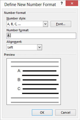 Luettelomerkityt ja numeroidut luettelot Word 2013:ssa