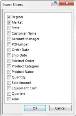 Standardin slicerin luominen Excel-hallintapaneeleille